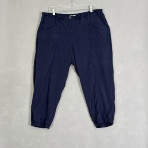 Eileen Fisher Pants Women Sz L Gathered Waist & Ankle Lightweight Soft **FLAW**